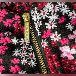 Michael Kors .MK Logo Zipper Front Floral Top Size Women's L. Nice colors!!